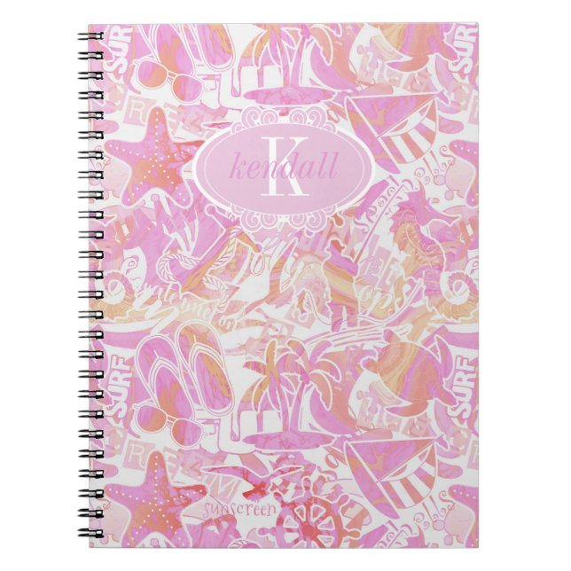 Carnet Collage de plage nautique Hot Pink ID840 (Devant)