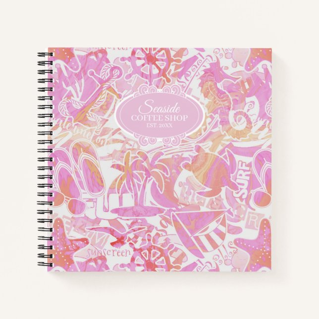 Carnet Collage de plage nautique Hot Pink ID840 (Devant)