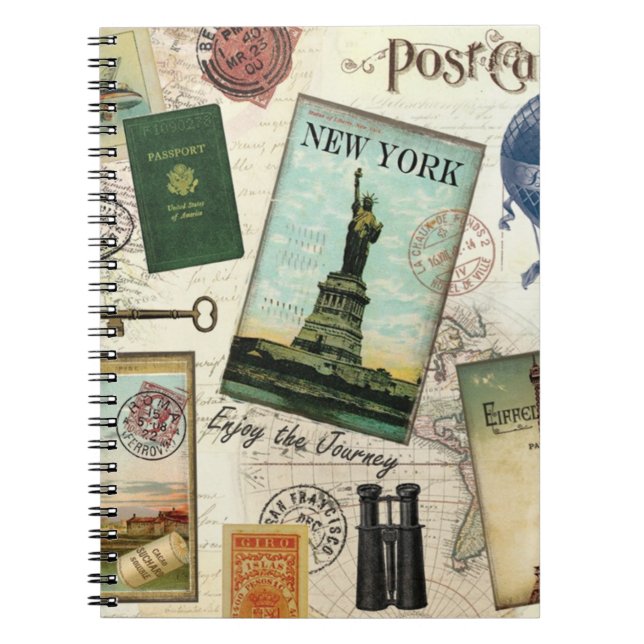 Carnet collage de voyage vintage moderne (Devant)