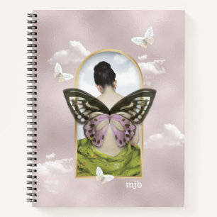 Carnet Collage Imaginaire de rêve papillon avec monogramm