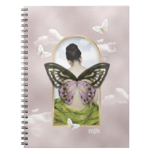 Carnet Collage Imaginaire de rêve papillon avec monogramm