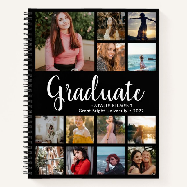Carnet Collage photo moderne Graduate noir (Devant)