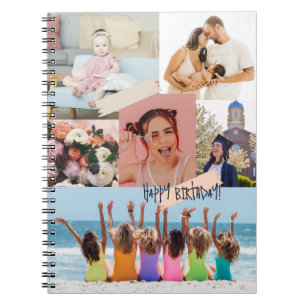 Carnet Collage photo moderne Joyeux anniversaire mignon