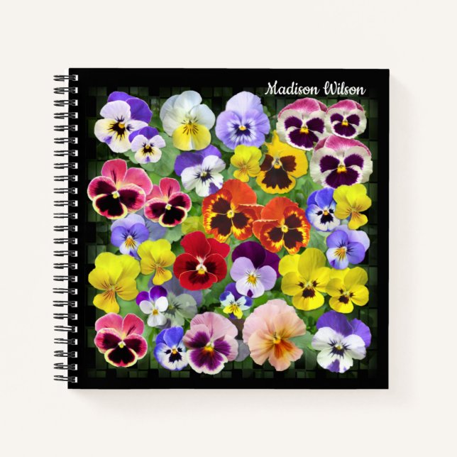 Carnet Collage Pretty Pansy Nom personnalisé Bloc-notes (Devant)