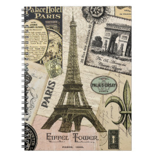 Carnet Collage vintage moderne de voyage de Français