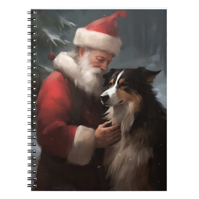 Carnet Collie frontalier avec Noël Festif du Père Noël (Devant)