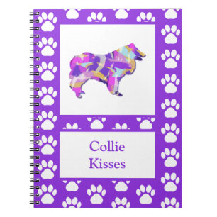Carnet Collie Rough Kisses Chien Silhouette Purple PY&B