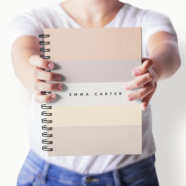 Carnet Colorbloc Horizontal Pastel Stripes Monogramme (Créateur téléchargé)