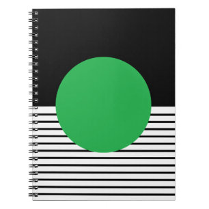 Carnet Colorbloc noir blanc et cercle vert