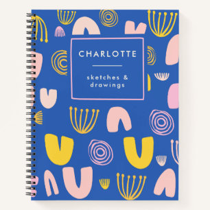 Carnet Coloré Abstrait Formes Collage Blue Sketchbook