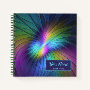 Carnet Coloré Avec Bleu Moderne Abstrait Nom Fractal