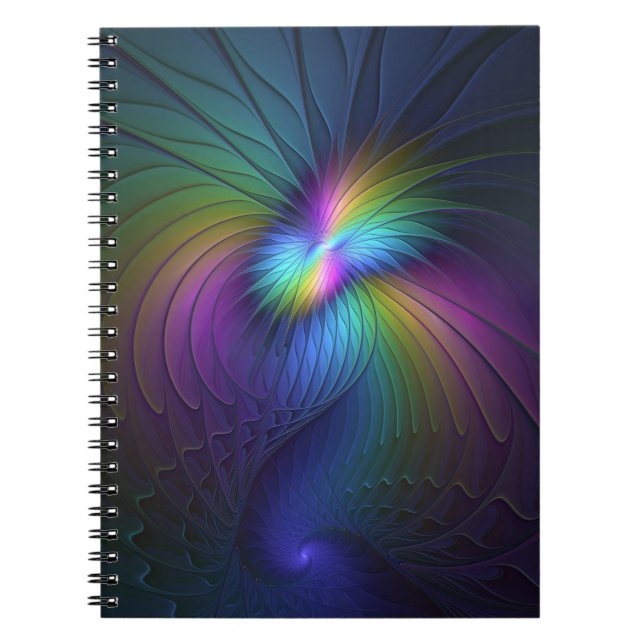 Carnet Coloré Avec Bleu Moderne Art Fractal Abstrait (Devant)