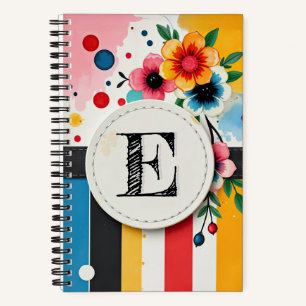 Carnet Coloré Floral Design Cercle Frame Chic Monogramme
