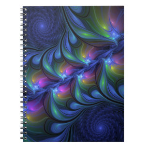 Carnet Coloré Lumineux Abstrait Bleu rose Vert Fractal