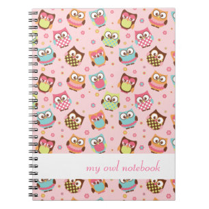 Carnet coloré mignon de hiboux (s'est levé)