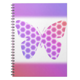 Carnet Coloré Peach rose violet orné de papillon géométri
