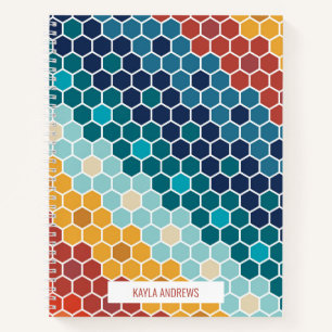Carnet Coloré Retro Mosaïque Florale Motif Hexagon