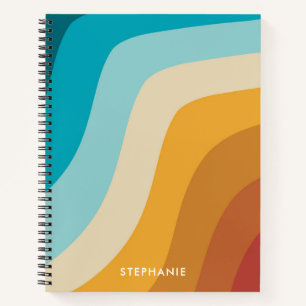 Carnet Coloré Retro Rainbow Waves Personnalisé