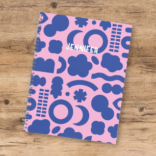 Carnet Coloré rose Bleu Motif de formes organiques avec n