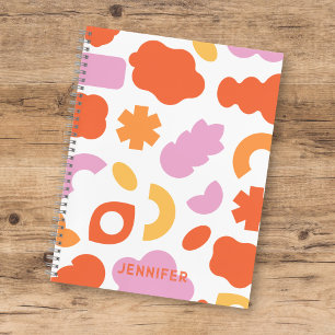 Carnet Coloré rose orange Formes biologiques Motif avec n