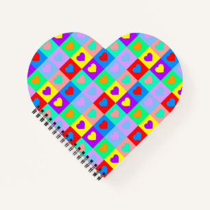 Carnet Colorée Coeur Motif Pop Art