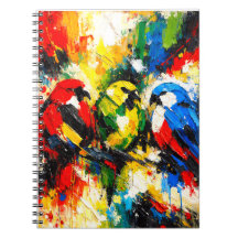 Colorés Perroquets Abstraits Art des Oiseaux Tropi
