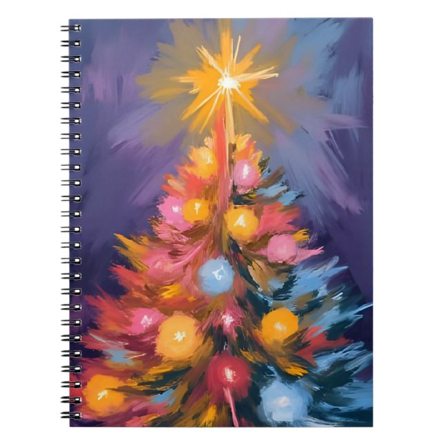 Carnet Colorful Christmas Tree Lights Watercolor (Devant)
