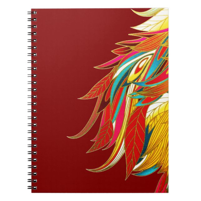 Carnet Colorful Exotic Tribal Feathers Red (Devant)