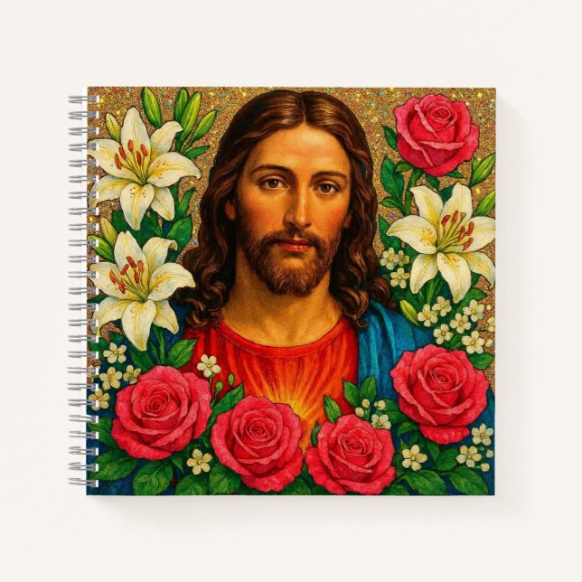 Carnet Colorful Jesus Floral Notebook. (Devant)