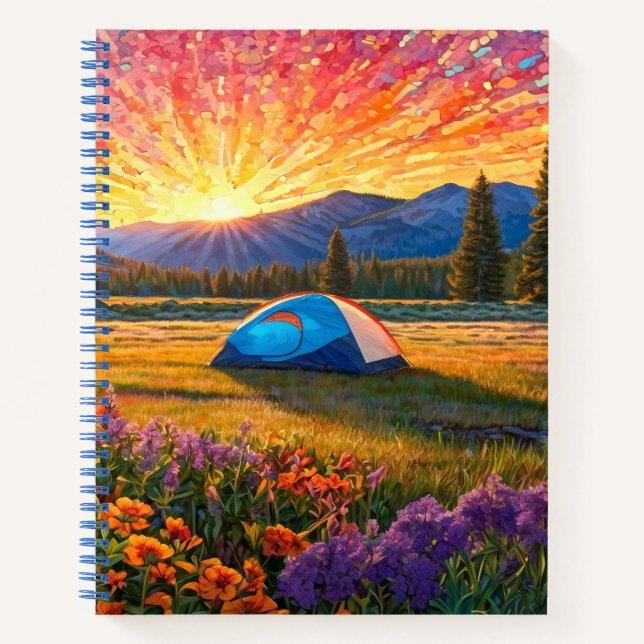 Carnet Colorful Meadow Flowers Camping Tent Art (Devant)