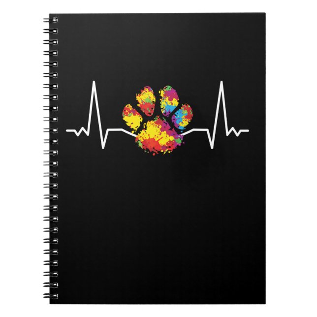 Carnet Colorful Paw Heartbeat Amour Animaux (Devant)