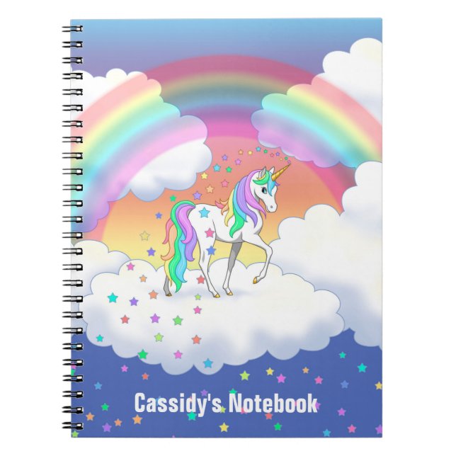 Carnet Colorful Rainbow Unicorn and Stars (Devant)