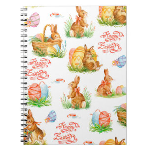Carnet Colorful seamless pattern with spring easter conce