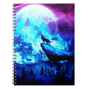 Carnet Colorful wolf howling