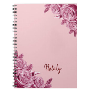 Carnet Composition de fleurs roses avec nom