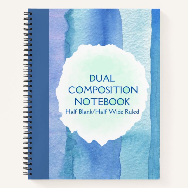 CARNET COMPOSITION DOUBLE BLEU DEMI BLANC/LARGE RUPTÉ  (Devant)