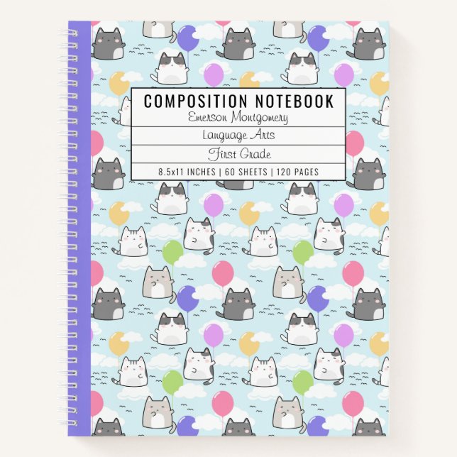 Carnet Composition du Motif de chats mignons personnalisé (Devant)