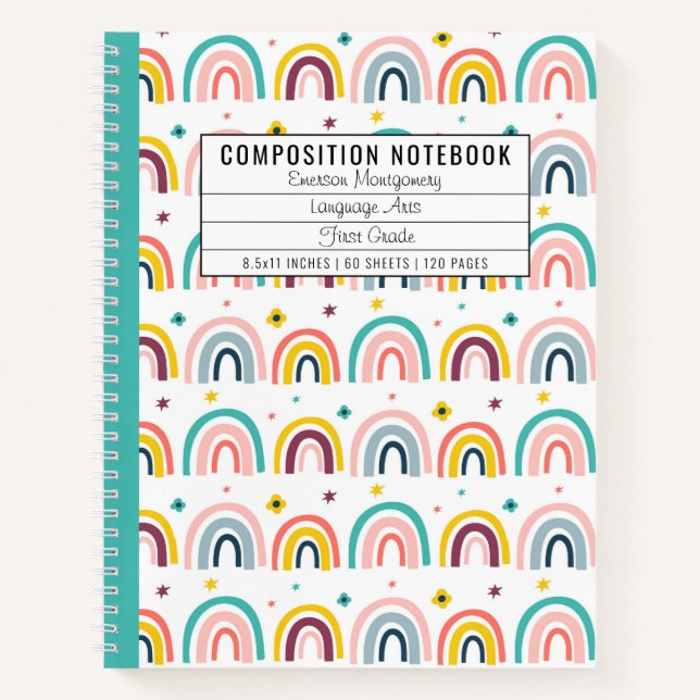 Carnet Composition Motif arc-en-ciel personnalisée (Devant)