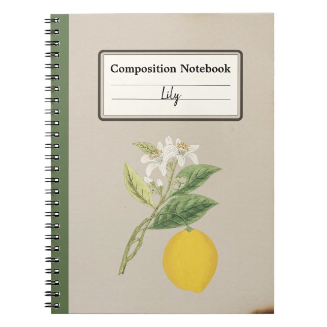 Carnet Composition personnalisée du citron tiré à la main (Devant)