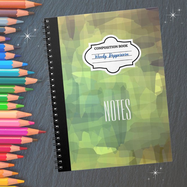 Carnet Composition Personnalisée Stylish BOHO (Personalize with your name and subject.  Available in multiple colors. )