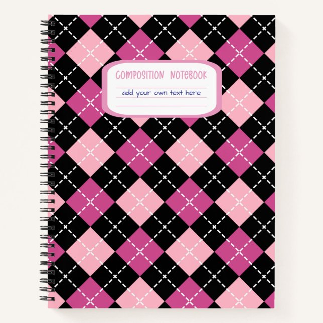 Carnet Composition préppante en Jacquard rose et noir (Devant)
