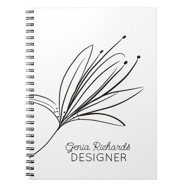Carnet Concepteur de fleurs de lys botaniques minimaliste (Devant)