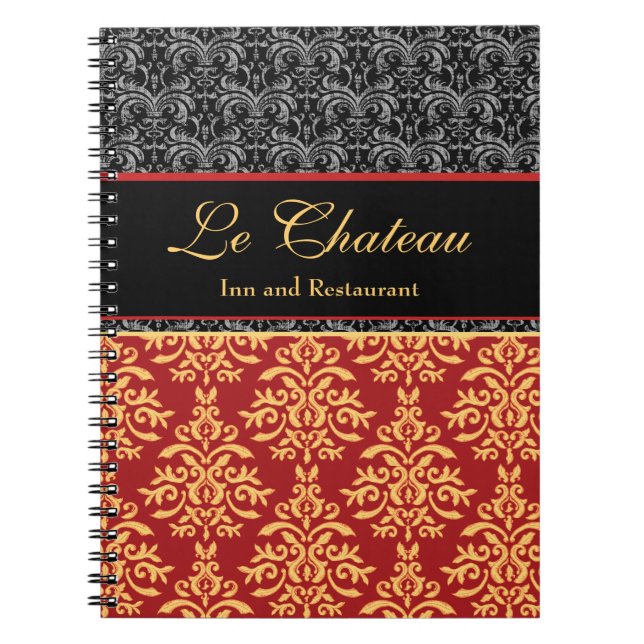 Carnet Concepteur doré baroque élégant de damassé (Devant)