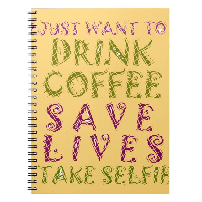 Carnet Conception amusante de citation Selfie Café (Devant)