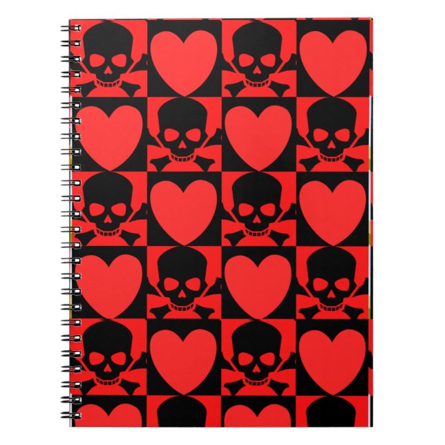 Carnet Conception avec des crânes et des coeurs Retour à  (Devant)