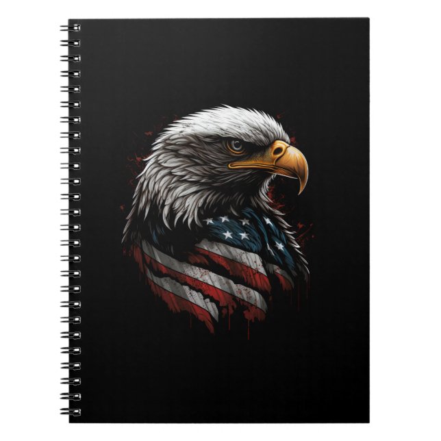 Carnet conception d'aigle avec drapeau américain (Devant)