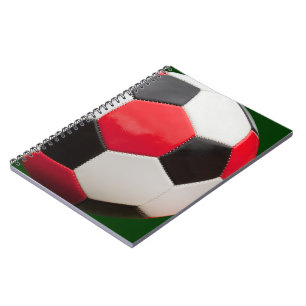 Carnet Conception de balle de football, Rouge noir & blan