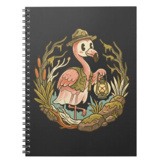 Carnet Conception de flamant rose de marais effrayant vin