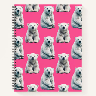 Carnet Conception de motif d'ours polaire rose 