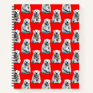 Carnet Conception de motif d'ours polaire sur fond rouge 